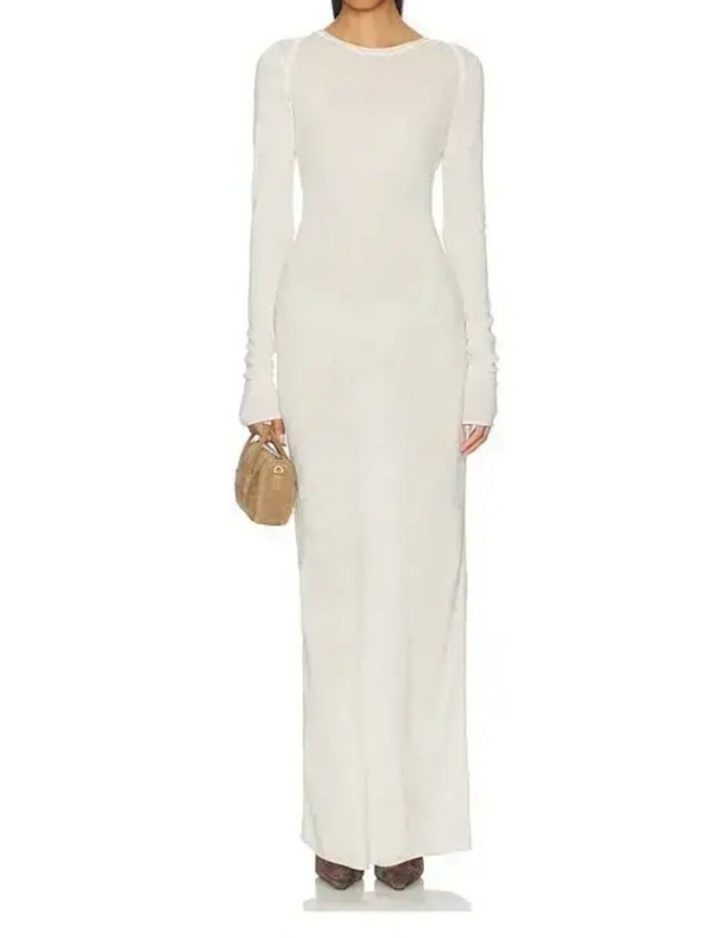 SKIMS 100% Cashmere Long Sleeve Maxi Dress in Ivory. Size M. New W Tag